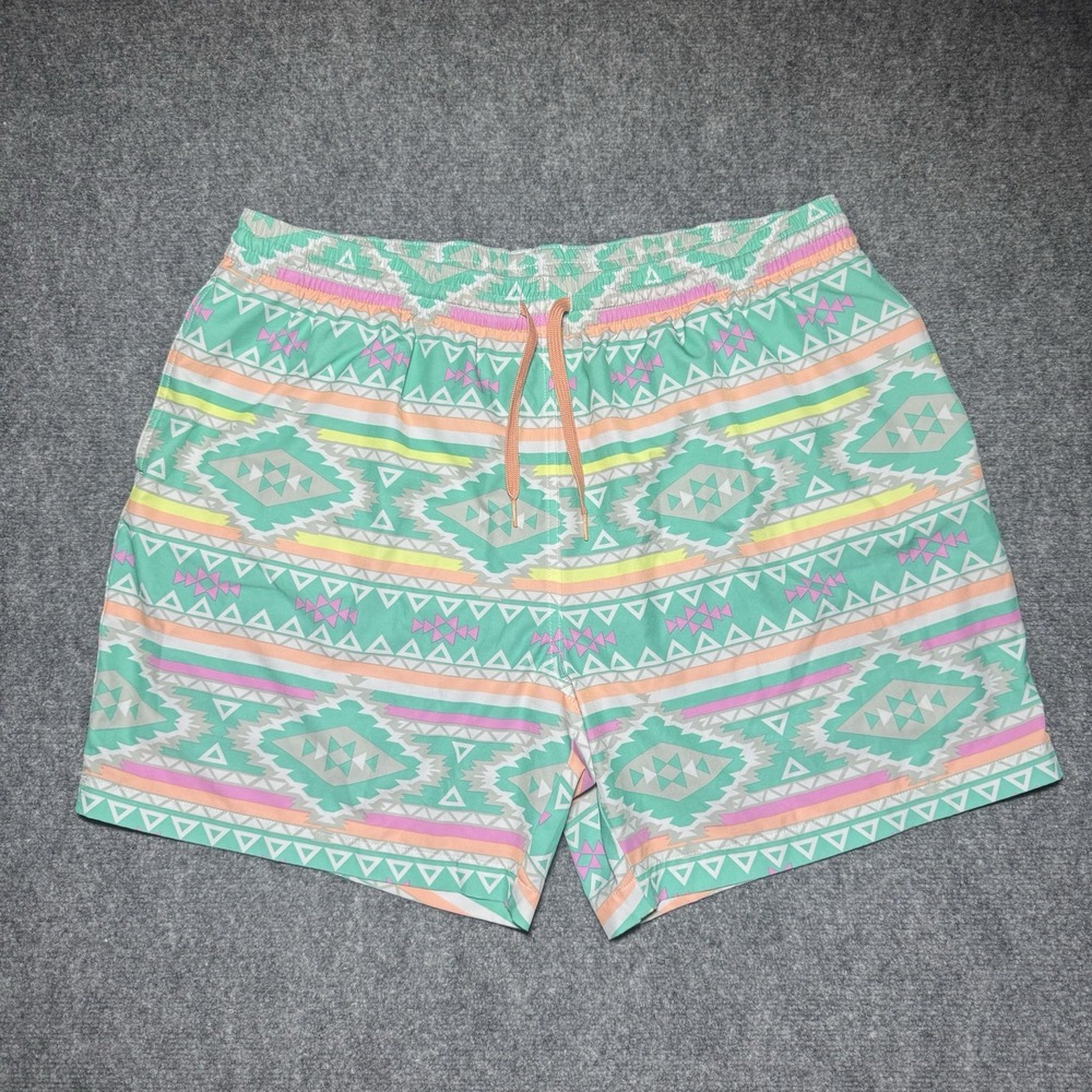 Chubbies Aztec En Fuego Multicolor Geometric Swim Shorts Men 2XL 5.5" Lined